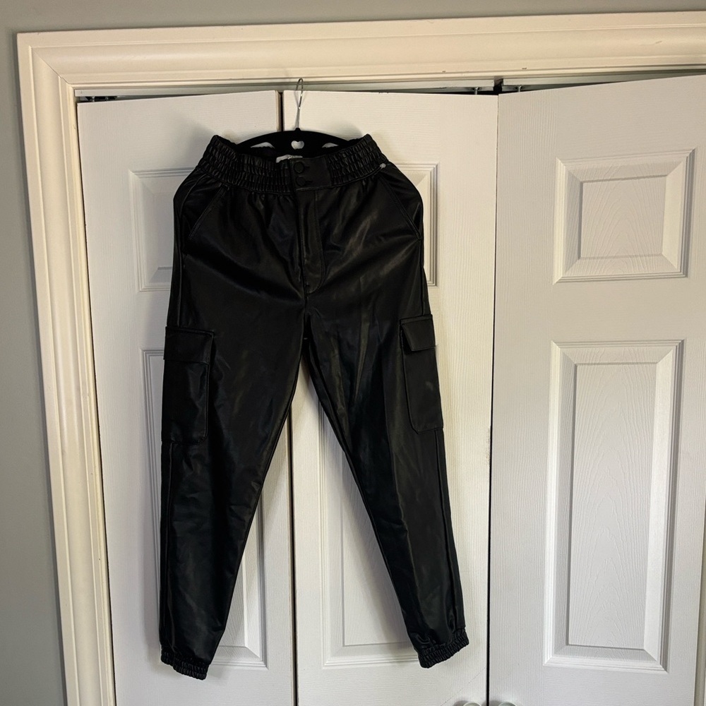 Abercrombie & Fitch Black Leather Joggers - Picture 5 of 9